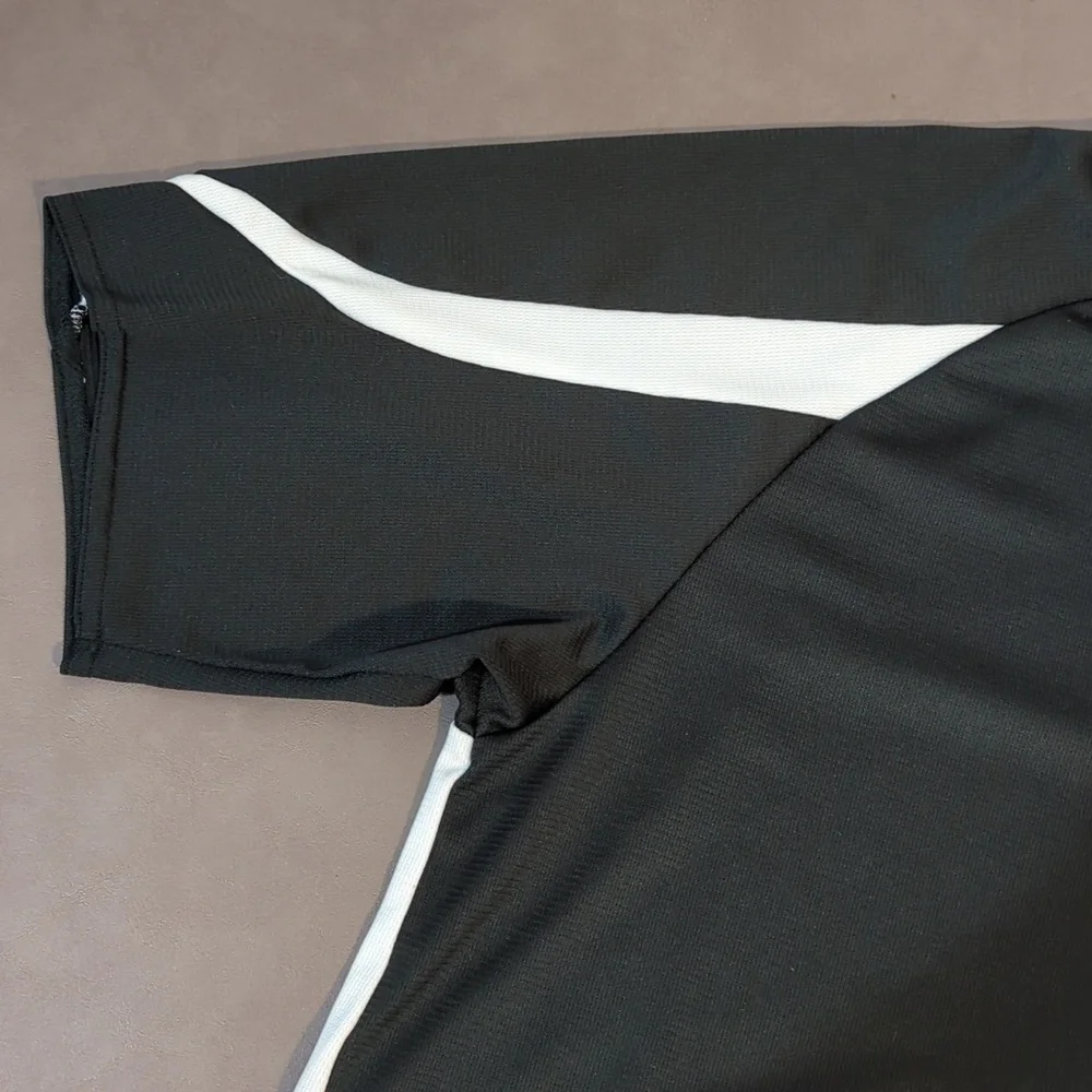 Adidas climalite XL polo open collar black white 100% polyester rn # 883877
